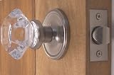 Perfect Reproduction Six Point Princess Old Town 24% Lead Crystal Interior Passage Knob Sets with BRUSHED NICKEL over Solid Brass Retrofit Rosettes. The Princess Town Knob with More Facet Dimensions, Previously Only At Much Higher Price.