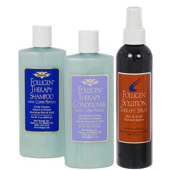 Folligen Shampoo, Conditioner, and Therapy Spray