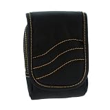 GTMax Durable Digital Camera Pouch Nylon Carrying Protector Case Black with orange Stripe for Nikon COOLPIX AW100 S100 L24 L22 L19 L20 L18 L15 L12 L11 S8100 S8000 S4000 S3000 S3100 S4100 S6100 S6000 S6200 S640 S570 S70 S220 S230 S620 S630 S710 S610 S560 S60 S600, Panasonic Lumix DMC-TS3 DMC-TS2 DMC-S1 S3 ZS9 TS10