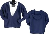 Produkt-Bild: BellaDonnaModen Pfiffiges Sweatshirt Kapuze V-Ausschnitt ; Blau oder Rot ; Gr.44/46-56/58