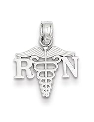 14k White Gold R.n. Charm, Best Quality Free Gift Box Satisfaction Guaranteed