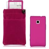 LG GT540 OPTIMUS 3 PC LUXURY GIFT ACCESSORY PACK - HOT PINK SKIN CASE, SCREEN PROTECTOR, POUCH PART OF THE QUBITS ACCESSORIES RANGE