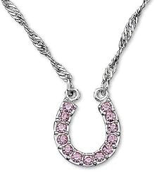 Pink Ice Lucky Horseshoe Necklace