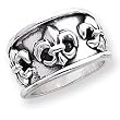 Sterling Silver Antiqued Fleur De Lis Ring