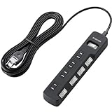 ELECOM 雷ガードタップ 一括&個別スイッチ ホコリシャッター付 4個口 5m BK T-K05-2450BKの画像