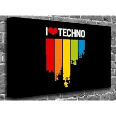 Music I Love Techno Dance Art Poster Art Picture Roll Canvas (ohne Rahmen), Bildgr��e: 24" x 16" (60 x 40 cm)