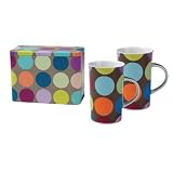 Ciroa, Jive Fine China Mugs with Metal Storage Tin, 350ml, Set of 2