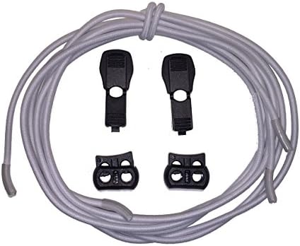 Pull-Tight Elastic Shoelaces, 3-Pack, WHITE (No Tie Elastic Shoelaces)