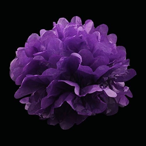 10pcs 6"8" 10 " Wedding Party Home Outdoor Decor Tissue Paper Pom Pom Flower Ball #24 dark purple-8 inch (20cm)