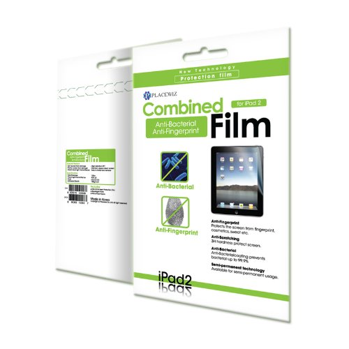 Placewiz Anti-Bacteria and Anti-Fingerprint Screen Protector Film for iPad 2 (2nd Generation) 2/Pack