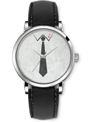 SPRAWL Aanalog Fashion Series Silver Ladies Watches of Genuine Black Leather Strap,Unique Wrist Watch for Women Girls Designed with Tie and red spots
