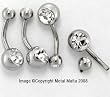 INTERNALLY THREADED CLEAR DOUBLE GEM BELLY RING BNAINTDGCL7/16 -14G 7/16