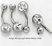 INTERNALLY THREADED CLEAR DOUBLE GEM BELLY RING BNAINTDGCL7/16 -14G 7/16