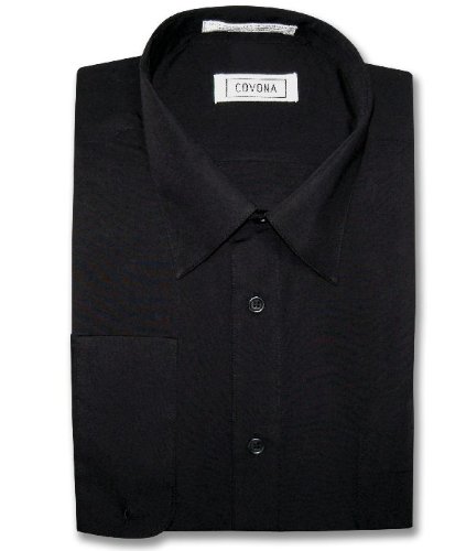 Men's Black Dress Shirt w/ Convertible Cuffs
