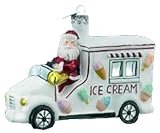 Kurt Adler 4-3/4-Inch Noble Gems Glass Ice Cream Truck Ornament