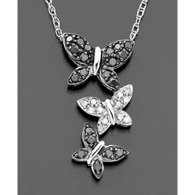 14k White Gold Black & White Diamond Butterfly Pendant (1/5 ct. t.w.)