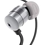 GOgroove audiOHM Ergonomic Metallic Silver Earbuds with Interchangeable Noise-Reduction Silicone Ear Pieces