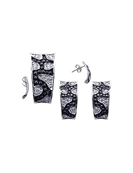 Nickel Free Sterling Silver Pendant & Earring Sets Black And Clear Hanging Set
