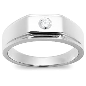 14k White Gold Men's Diamond Ring (1/5 cttw, H-I Color, I1-I2 Clarity)