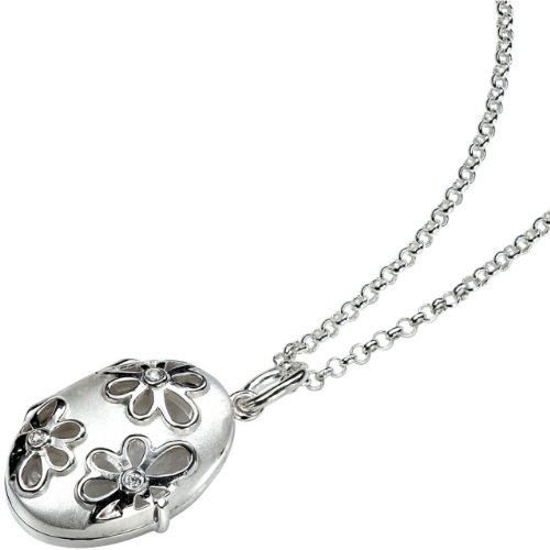 Produkt-Bild: Silber Medaillon mit erhobenen Blumen und cz