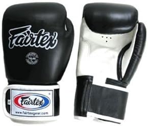 Fairtex Muay Thai Boxing Gloves BGV1 Black White Training Sparring All Purpose Gloves MMA K1 Kick Boxing (Black 14oz)
