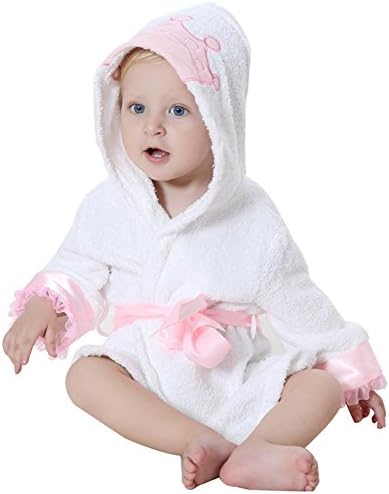 Aodilis Baby Boys' Girls' Cotton Hooded Animal Style Bathrobe Towel Robe White