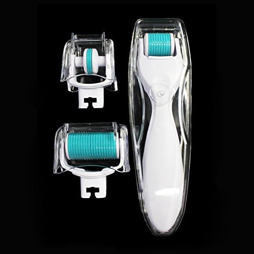 Beatuy Union 3-in-1 Facial Skin Care Roller with 3 Separated Roller Heads of Different Needles Count for Acne Scars, Stretch Marks, Wrinkles, Eyes Pouches, Body, Hair Loss, Cellulite, Scalp,Freckle (1.0mm, Blue Head White Handle)