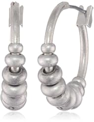 NINE WEST VINTAGE AMERICA "Silver Spurs" Worn Silver Triple Beaded Hoop Earrings