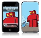 iPod Touch 1st Gen 8GB 16GB 32GB GelaSkin Red Robot Leaving The City by ExplodingDog - Designer Adhesive Case Skin