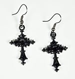 Black Cross Earrings Heavy Metal Death Punk Goth Vamp