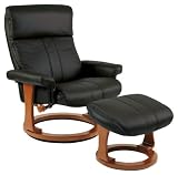 Dutailier Ultramotion Stockholm European Classic Recliner Chair and Ottoman Set, Black