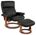Dutailier Ultramotion Stockholm European Classic Recliner Chair and Ottoman Set - Black