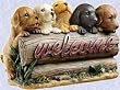 Playfull puppies statue welcome plaque sculpture puppy