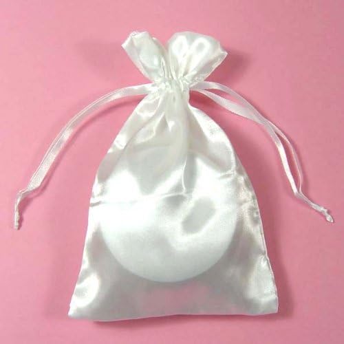 10 White 5"x 8" Satin Drawstring Pouches with Free Shipping