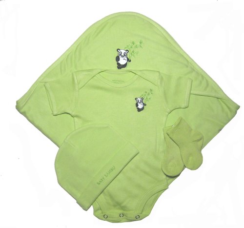Baby Bambu Natural Bamboo Baby Gift Set Green, 3 to 6 Months