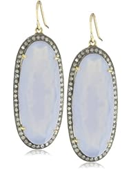 Jill Alberts Oblong Purple Chalcedony and Diamond Earrings