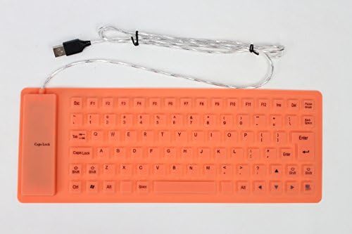 Bodu Waterproof 85 Keys USB Silicone Rubber Flexible Foldable Keyboard for PC (Color: Orange)