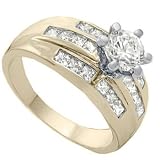 Size 7 - 2.00 Ct Round Solitaire with Princess Cut Stones Cubic Zirconia Cz Engagement Ring
