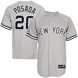 MLB Men's New York Yankees Jorge Posada Road Gray Short Sleeve 6 Button Synthetic Replica Baseball Jersey Spring 2012  (Road Gray, Large)