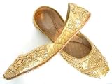 Beachcombers! Ethnic Embellished Silk Beaded & Sequin Indian Khussa Belly Dance Shoes Gold
