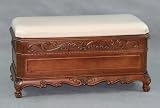 Carved Trunk Bench with Cushion Top (stain) (18H x 35W x 17D)