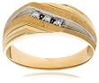 10k Two-Tone Gold, 3-Stone Diamond Men's Ring (.06 cttw, G-I Color, I2 Clarity), Size 10.5