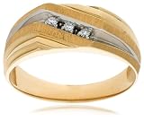  : 10k Two-Tone Gold, 3-Stone Diamond Men's Ring (.06 cttw, G-I Color, I2 Clarity), Size 10.5