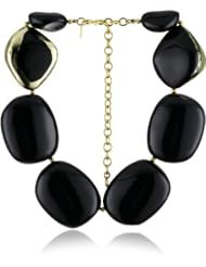 Kenneth Jay Lane "Black and Gold" Leaf Pebble Necklace