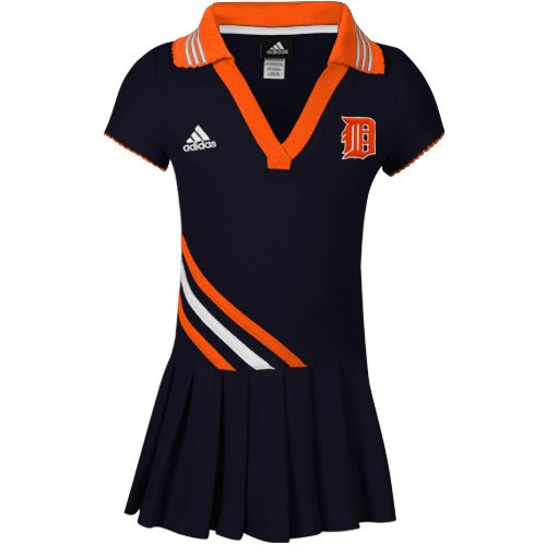 adidas Detroit Tigers Toddler Girls Polo Dress - Navy Blue (3T)
