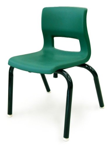 McCourt 85000GN ErgoStack Chair - 12 Inch Seat Height - Green on Black Frame - 8 Pack