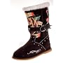 Ed Hardy by Christian Audigier Boot Strap Womens Boots Shoes Brown Suede with Fur Lining