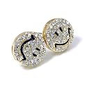 Gold Crystal Smiley Face Post Earrings Fashion Jewelry