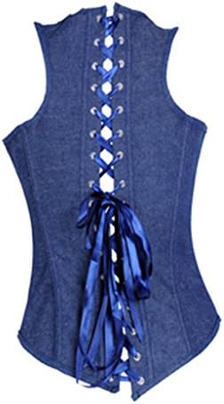 Luzan Women's Push Up Corset Boned Bustier X-Large Blue