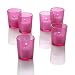 Set of 12 Colored Glass Votive Candle Holders, Pink
